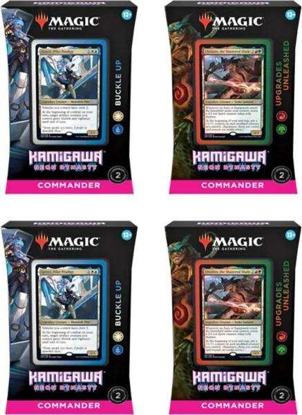Juego de cartas caja de cartas wizards of the coast magic the gathering commander display kamigawa neon dinasty 4 mazos inglés