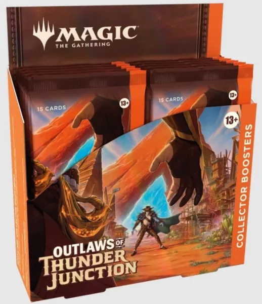 Juego de cartas magic the gathering outlaws of thunder junction caja de sobres coleccionista inglés