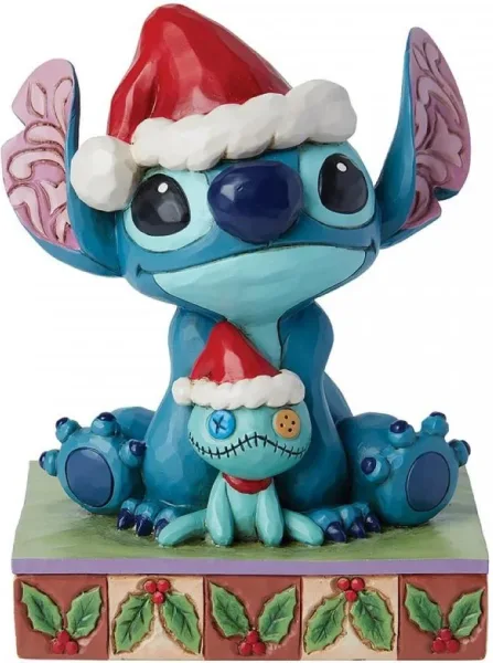 Figura enesco disney santa stitch con scrump