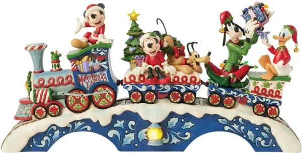 Figura enesco disney mickey y sus amigos tren navideño LED