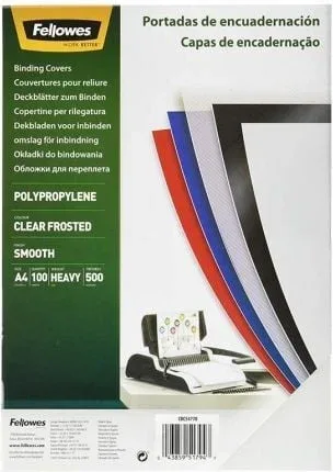 Portadas de Polipropileno Fellowes 54770/ A4/ 500 Micras/ 100 unidades/ Helado Claro