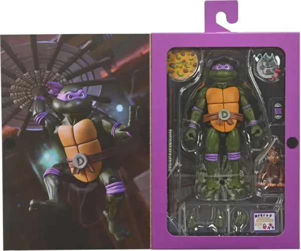 Figura neca teenage mutant ninja turtles cartoon ultimate donatello vhs scale action 18cm