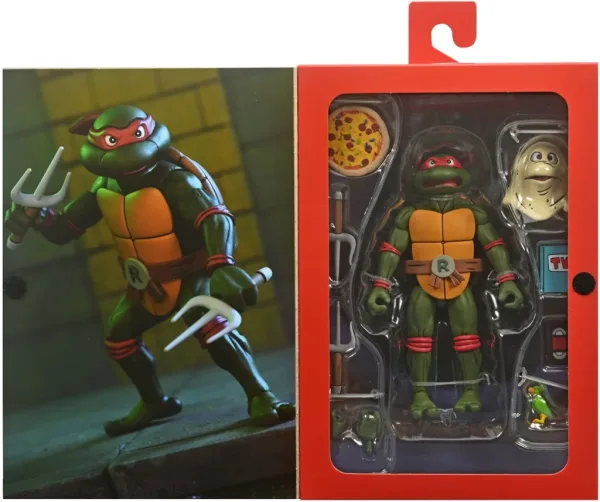 Figura neca teenage mutant ninja turtles cartoon ultimate raphael vhs scale action 18cm