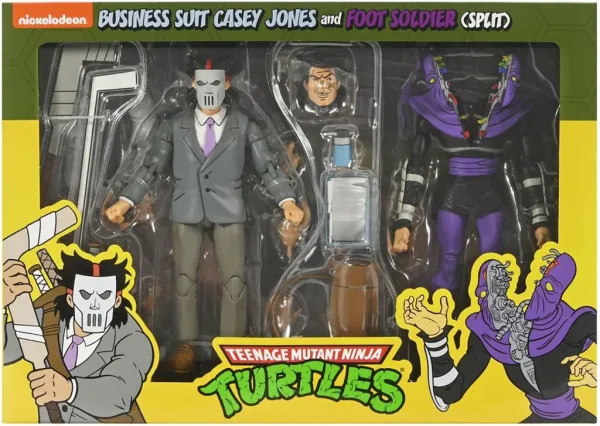 Figura neca teenage mutant ninja turtles business suit casey jones & split foot soldier pack 2 scale action 18cm