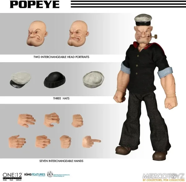 Figura mezco toyz popeye one:12 collective re - run popeye 15.5cm