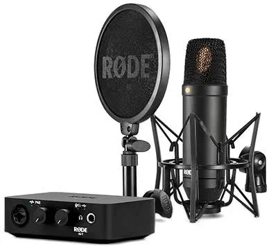 Microfono rode nt1&ai - 1 complete studio kit nt1 ai - 1 - soporte - pop filter - negro