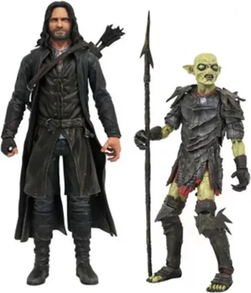 Surtido de figuras diamond collection el señor de los anillos series deluxe action aragorn y orco de moria (6)