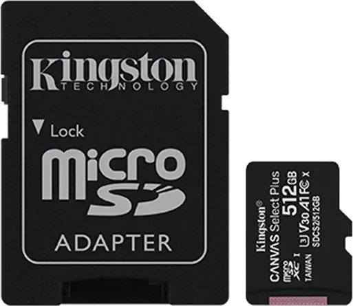 Micro SD 512 GB Canvas Select Plus  1 Adap. Class 10 Kingston