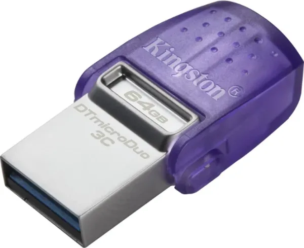 Kingston Technology DataTraveler microDuo 3C unidad flash USB 64 GB USB Type-A / USB Type-C 3.2 Gen 1 (3.1 Gen 1) Púrpura, Acero inoxidable