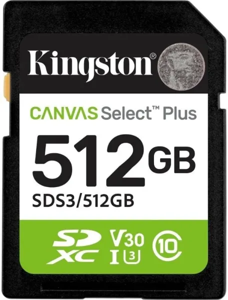Kingston Technology 512 GB SDXC Canvas Select Plus Gen3 150 MB/s C10 UHS-I U3 V30