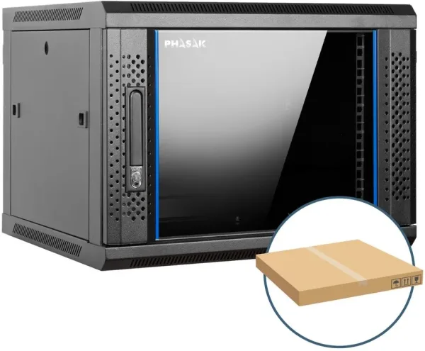 Armario rack mural 19 pulgadas phasak pro 9u 600x450 desmontado (envio flat pack) (incluyen 2 vent bolsa tornilleria)pho 2109d