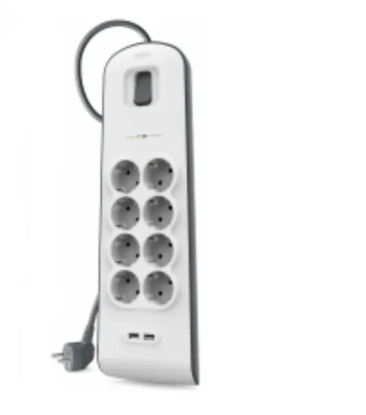REGLETA BELKIN SURGERSTRIP 8 TOMAS 2x USB/ A PROTECCION ANTIPICOS BLANCO MONTABL
