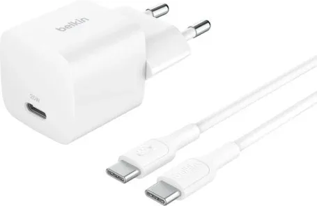 Belkin 25W Usbc Pd Wall Charger & 1M Pvc C-C, Wht