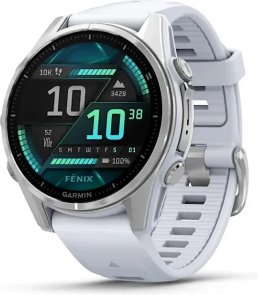 Garmin fenix 8 - 43mm -  reloj de alto rendimiento GPS multideporte con pantalla táctil amoled - linterna LED - altavoz y micrófono integrados - mapas y hasta 10 días de autónomía - blanco