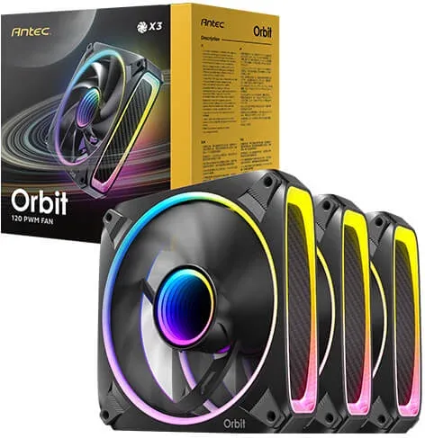 Ventilador Caja Antec Orbit ARGB 3X Vent Reverse 120Mm RGB Negro