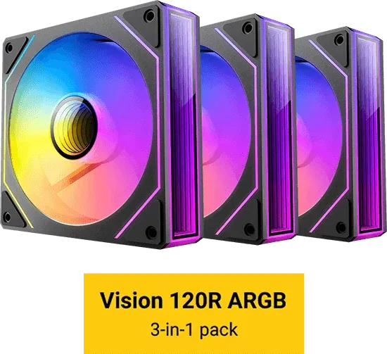 Ventilador Caja Antec Vision ARGB 3X Vent Reverse 120Mm RGB Negro