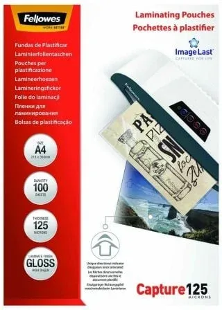 Fundas para Plastificar Fellowes 5307407/ A4/ 125 Micras/ 100 unidades
