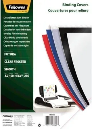Portadas de Polipropileno Fellowes 5376503/ A4/ 300 Micras/ 100 unidades/ Transparente