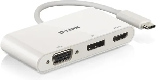 D-Link Docking Station USB-C a VGA/HDMI/DisplayPort/Suministro Electrico