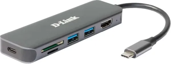 D-Link Docking Statio USB-C 6 en 1 con HDMI/Lector Tarjetas/Suministro Electrico