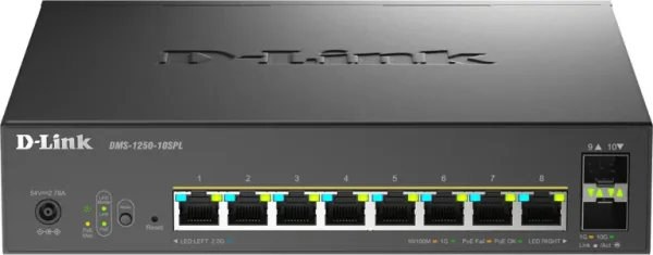 D-LINK SWITCH 8 PUERTOS 2.5G +2 10 Gbit SFP+ PoE+