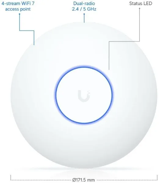 UBIQUITI WIRELESS ACCESS POINT U7-LITE WIFI7 PoE TECHO/PARED