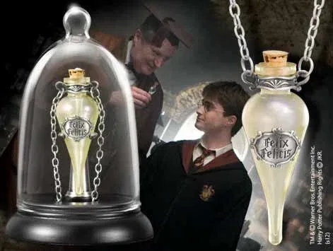 Réplica the noble collection harry potter collar en cristal con cadena poción suerte líquida