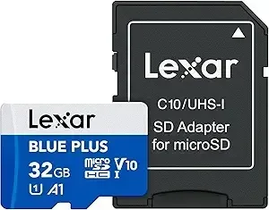 LEXAR 32GB BLUE PLUS MICROSDHC UHS-I WITH SD ADAPTER, UP TO 100MB/s READ  C10 A1 V10 U1