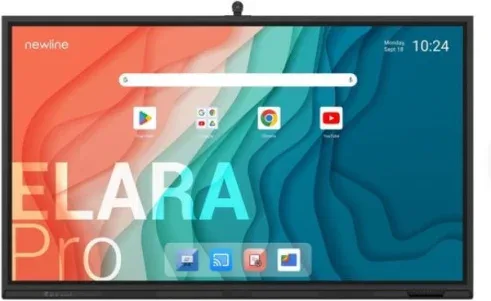Newline Monitor Internativo Elara Pro (Tt-7523Qca+) 75", Android 13, Google Edla, Camara 4K, 8 Mic, Multi Usuario, 2X20W+Sub15W, WiFi 6 + Bl, NFC, USB-C 100W, USB-C Out, 16GB y 320GB, 40 Pt, Newline Apps, Ops Pc y Sdm Opc, 5 Años de Garantia On Site