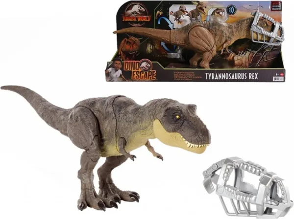 Figura mattel jurassic world dino escape tyrannosaurus rex pisa y ataca
