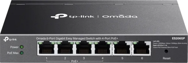 TP-LINK ES206GP Omada 6-Port Gigabit Easy Managed Switch with 4-Port PoE+