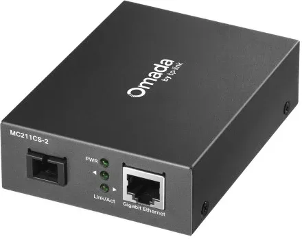 Convertidor de Fibra Bidireccional Omada de 10/100/1000 Mbps Rj45 a 1000 Mbps Sc Monomodo Wdm Puertos: 1  Puerto Sc Gigabit, 1  Puerto Rj45 Gigabit (Auto Mdi/Mdix)