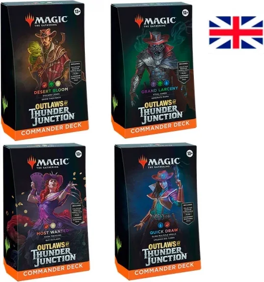 Juego de cartas magic the gathering outlaws of thunder junction mazos de commander caja inglés 1 unidad aleatoria