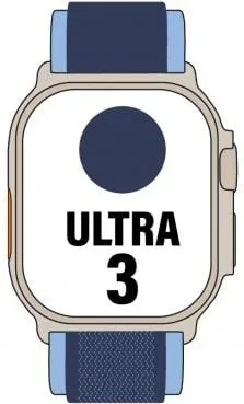 Apple Watch Ultra 3/ GPS/ Cellular/ 49mm/ Caja de Titanio Natural/ Correa Loop Trail Azul/azul brillante S/M