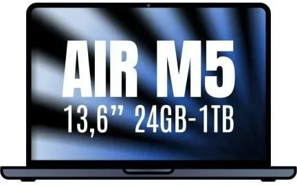 Apple Macbook Air 13,6"/ M5 10-Core CPU/ 24GB/ 1TB SSD/ 10-Core GPU/ Medianoche