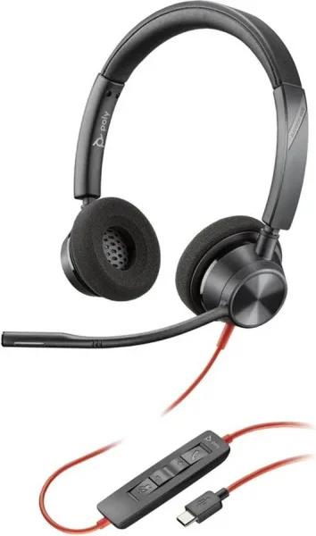 Auriculares poly blackwire 3320 stereo negro