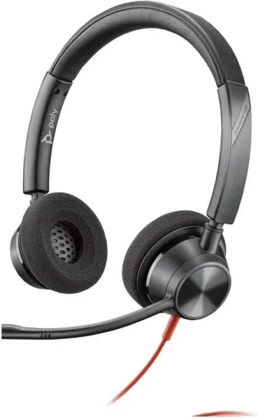 Auriculares poly estéreo blackwire 3325 con certificación microsoft teams USB - c + conector de 35 mm + adaptador USB - c - a