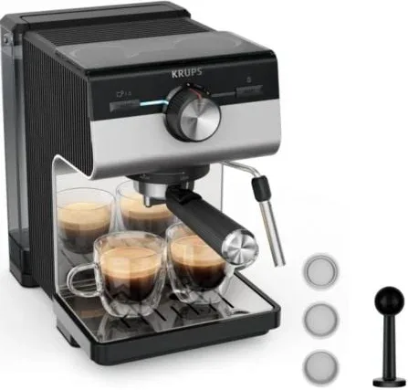 Cafetera Expreso Krups Authentic+ XP384E10/ 1450W/ 15 Bares/ Plateada