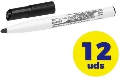 Caja de Rotuladores para Pizarra Bic Velleda 9581711/ 2mm/ 12 unidades/ Negros