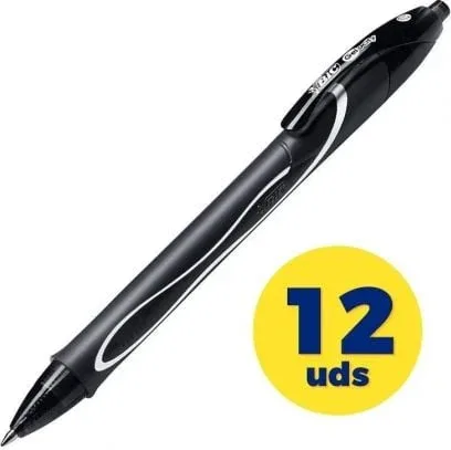 Caja de Bolígrafos de Tinta de Gel Retráctil Bic Gelocity Quick Dry 949873/ 12 unidades/ Negros