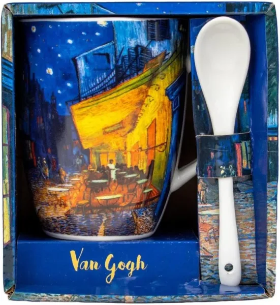 Taza con cuchara enesco terraza de café por la noche van gogh