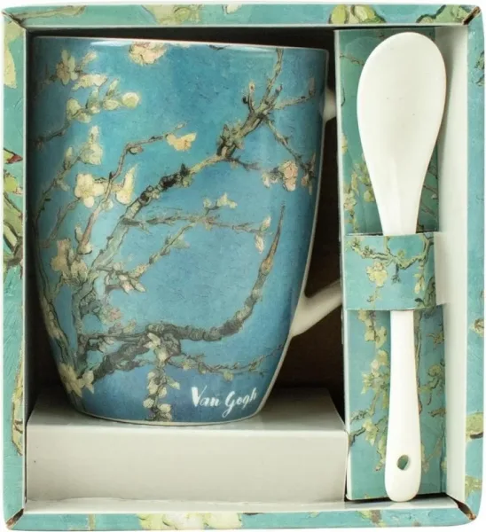 Taza de cerámica con cuchara enesco los almendros vincent van gogh