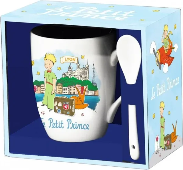 Taza de cerámica con cuchara enesco el principito