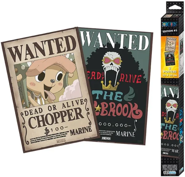 Set posters 2 unidades one piece wanted brook & chopper