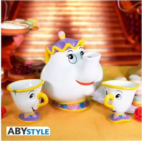Set tetera y 2 tazas abystyle disney la bella y la bestia mrs.pott chip & samovar
