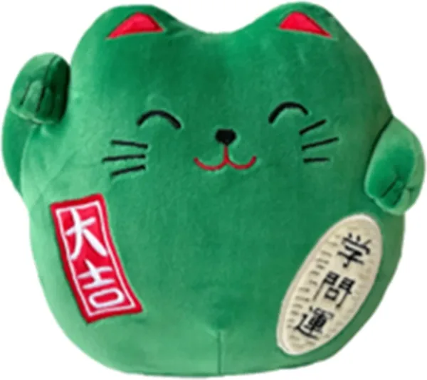 Peluche gato de la suerte lucky cat verde 20 cm