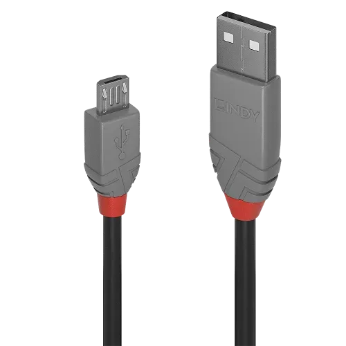 Lindy 36732 cable USB USB 2.0 1 m USB A Micro-USB B Negro, Gris