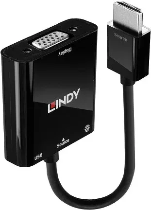 Lindy 38285 adaptador de cable de vídeo 0,1 m HDMI tipo A (Estándar) VGA (D-Sub) Negro