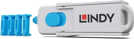 Lindy 40320 bloqueador de puerto Bloqueador de puerto + clave HDMI Azul, Gris Acrilonitrilo butadieno estireno (ABS) 1 pieza(s)