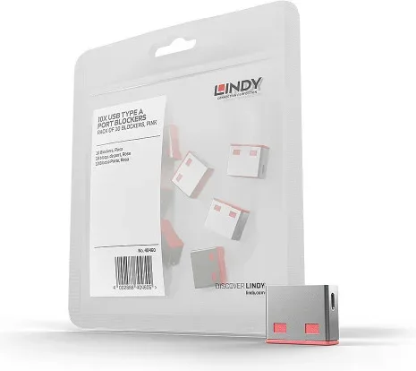 Lindy 40460 bloqueador de puerto USB tipo A Rosa Acrilonitrilo butadieno estireno (ABS) 10 pieza(s)